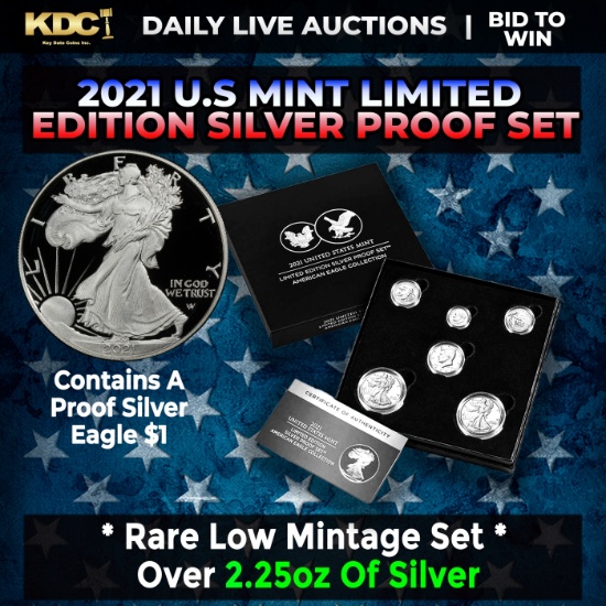 RARE 2021 United States Mint Limited Edition Silver Proof Set 6 coins, Over 2oz Of Silver low mintag