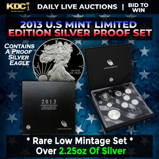 RARE 2013 United States Mint Limited Edition Silver Proof Set 8 coins, Over 2.25oz Of Silver low min