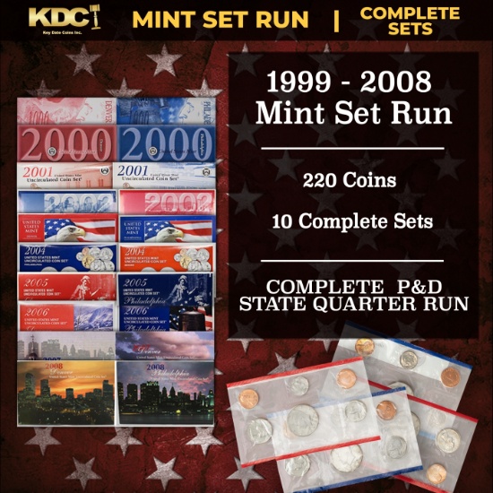 1999-2008 Full Mint Set Run - 220 Coins, 10 Complete Sets 10 Complete Sets