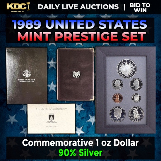 1989 United States Mint Prestige Proof Set 7 Coins W/ Box & COA