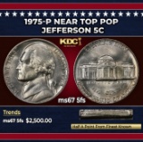 1975-p Jefferson Nickel Near Top Pop 5c ms67 5fs SEGS