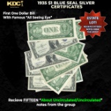 15x 1935 $1 Blue Seal Silver Certificates Grades AU/CU