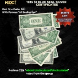 10x 1935 $1 Blue Seal Silver Certificates Grades AU/CU