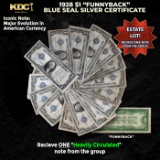 1x 1928 $1 Funnyback Blue Seal Silver Certificate Heavily Circulated