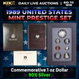 1989 United States Mint Prestige Proof Set 7 Coins W/ Box & COA
