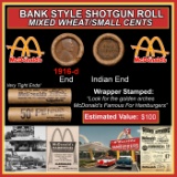Lincoln Wheat Cent 1c Mixed Roll Orig Brandt McDonalds Wrapper, 1916-d end, Indian other end