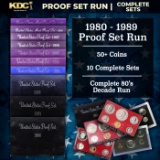 1980-1989 Full Decade Proof Set Run - 53 Coins, 10 Complete Sets