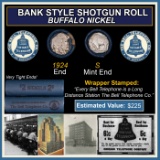 Buffalo Nickel Shotgun Roll in Old Bank Style 'Bell Telephone' Wrapper 1924 & S Mint Ends