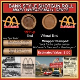 Lincoln Wheat Cent 1c Mixed Roll Orig Brandt McDonalds Wrapper, 1911-p end, Wheat other end