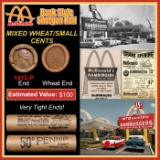 Lincoln Wheat Cent 1c Mixed Roll Orig Brandt McDonalds Wrapper, 1912-p end, Wheat other end