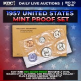 1957 United States Mint Silver Proof Set In Original Goventment Packaging, 5 Coins - Manilla Envelop