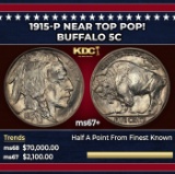 1915-p Buffalo Nickel Near Top Pop! 5c ms67+ SEGS