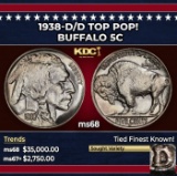 1938-d/d Buffalo Nickel TOP POP! 5c ms68 SEGS