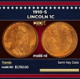 1910-s Lincoln Cent 1c ms66 rd SEGS