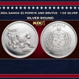 2024 Samoa $2 Popeye and Brutus - 1 oz Silver Round Round