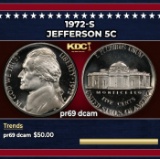 1972-s Proof Jefferson Nickel 5c pr69 dcam SEGS