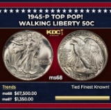 1945-p Walking Liberty Half Dollar TOP POP! 50c ms68 SEGS