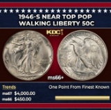 1946-s Walking Liberty Half Dollar Near Top Pop 50c ms66+ SEGS