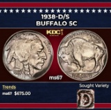 1938-d/s Buffalo Nickel 5c ms67 SEGS