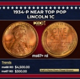 1934-p Lincoln Cent Near Top Pop 1c ms67+ rd SEGS