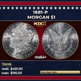 1881-p Morgan Dollar $1 Grades ms64+