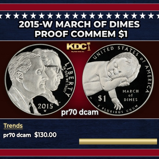 2015-W March Of Dimes Proof Modern Commem Dollar $1 pr70 dcam SEGS