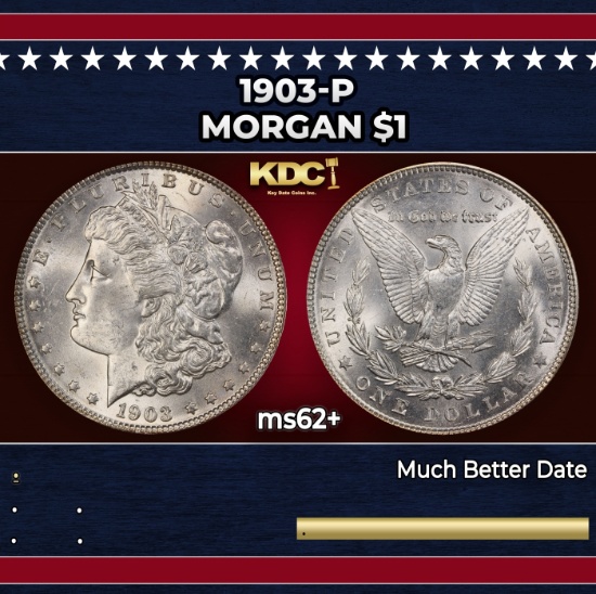 1903-p Morgan Dollar $1 Grades ms62+
