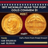 1917 McKinley Gold Commem Dollar Near Top Pop! 1 ms67+ SEGS