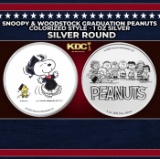 Snoopy & Woodstock Graduation Peanuts Colorized Style - 1 oz Silver Round Round