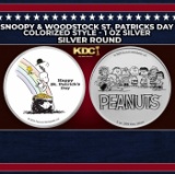 Snoopy & Woodstock St. Patricks Day Colorized Style - 1 oz Silver Round Round