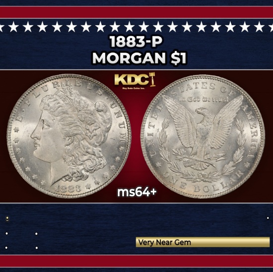 1883-p Morgan Dollar $1 Grades ms64+