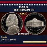 1995-s Proof Jefferson Nickel 5c pr70 dcam SEGS