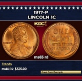 1917-p Lincoln Cent 1c Grades ms65 rd