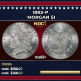 1883-p Morgan Dollar $1 Grades ms65+