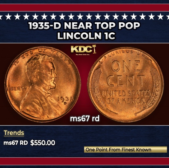 1935-d Lincoln Cent Near Top Pop 1c ms67 rd SEGS