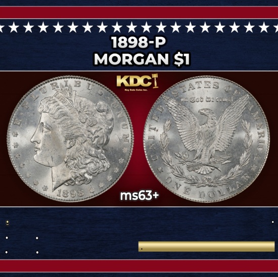 1898-p Morgan Dollar $1 Grades ms63+