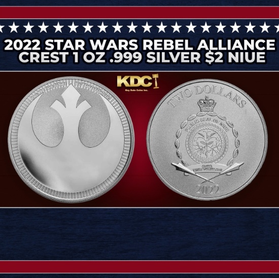 2022 Star Wars Rebel Alliance Crest 1 oz .999 Silver $2 Niue  Round