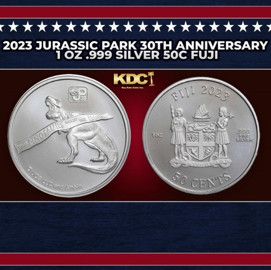 2023 Jurassic Park 30th Anniversary 1 oz .999 Silver 50c Fuji  Round