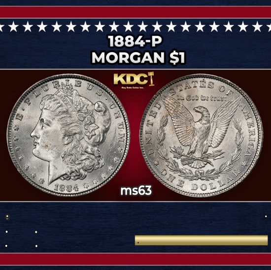 1884-p Morgan Dollar $1 Grades ms63