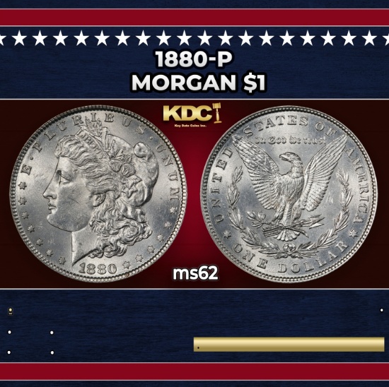 1880-p Morgan Dollar $1 Grades ms62