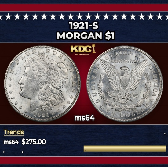1921-s Morgan Dollar $1 Grades ms64