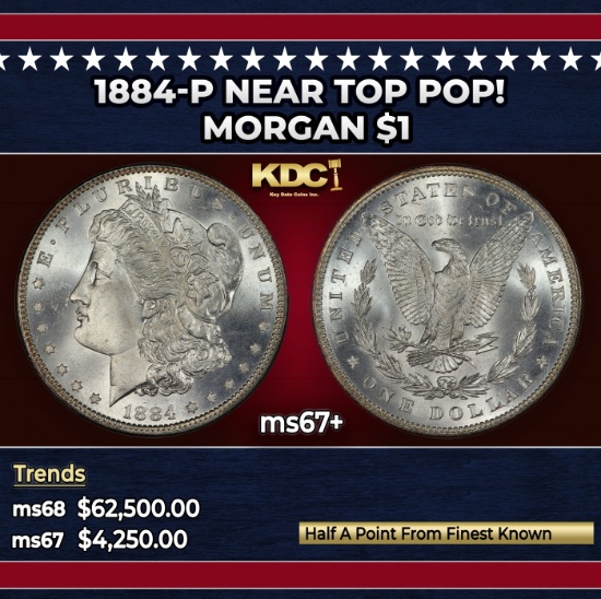 1884-p Morgan Dollar Near Top Pop! $1 ms67+ SEGS