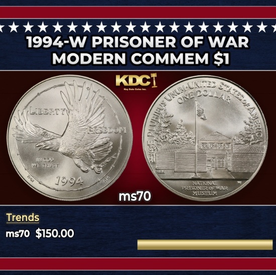 1994-w Prisoner of War Modern Commem Dollar $1 ms70 SEGS