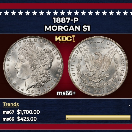 1887-p Morgan Dollar $1 ms66+ SEGS