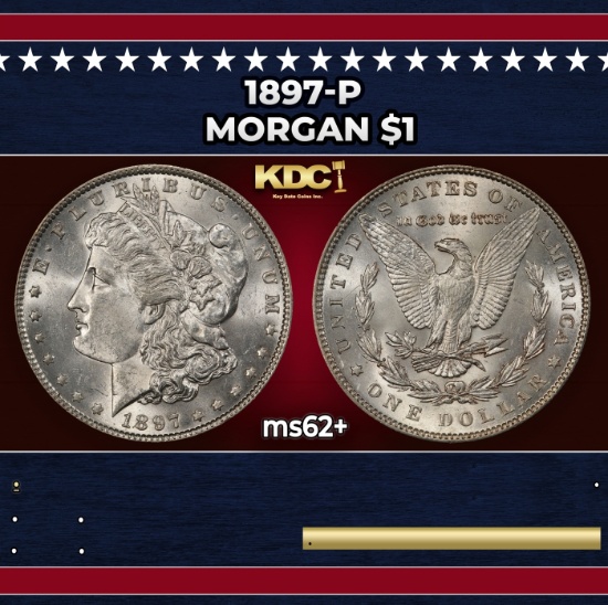 1897-p Morgan Dollar $1 Grades ms62+