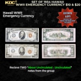 Set of 1934/1935 Hawaii WWII Emergency Currency $1 & KEY $5 Grades AU/CU