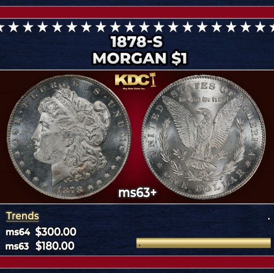 1878-s Morgan Dollar $1 Grades ms63+