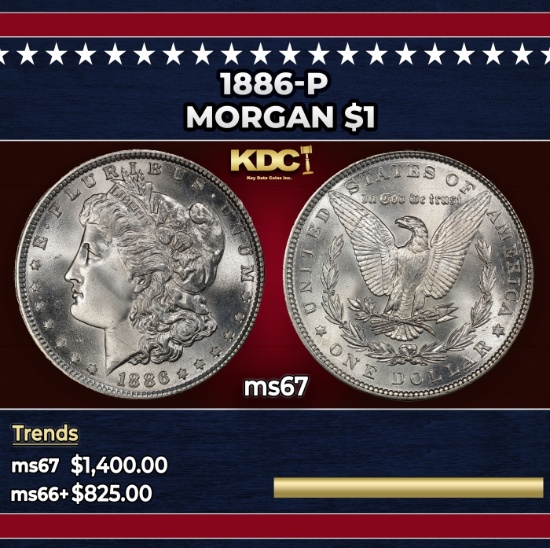 1886-p Morgan Dollar $1 ms67 SEGS