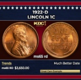 1922-d Lincoln Cent 1c ms65 rd SEGS