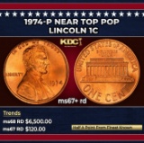 1974-p Lincoln Cent Near Top Pop 1c ms67+ rd SEGS